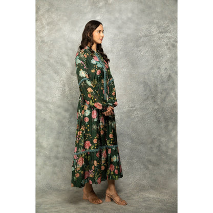 Tanu Malhotra Green Floral Printed Dress