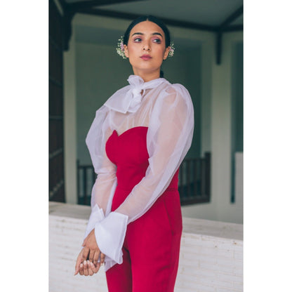 Tarini Vij Cinder & Dove Red Jumpsuit (Set of 2)