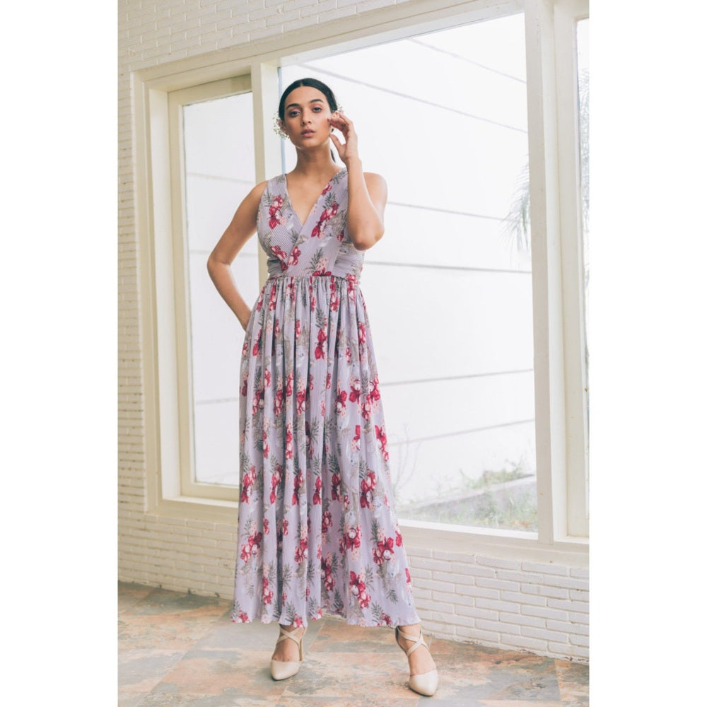Tarini Vij Maeve Grey Maxi Dress