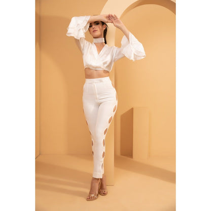 Tarini Vij White Nina Crop Top