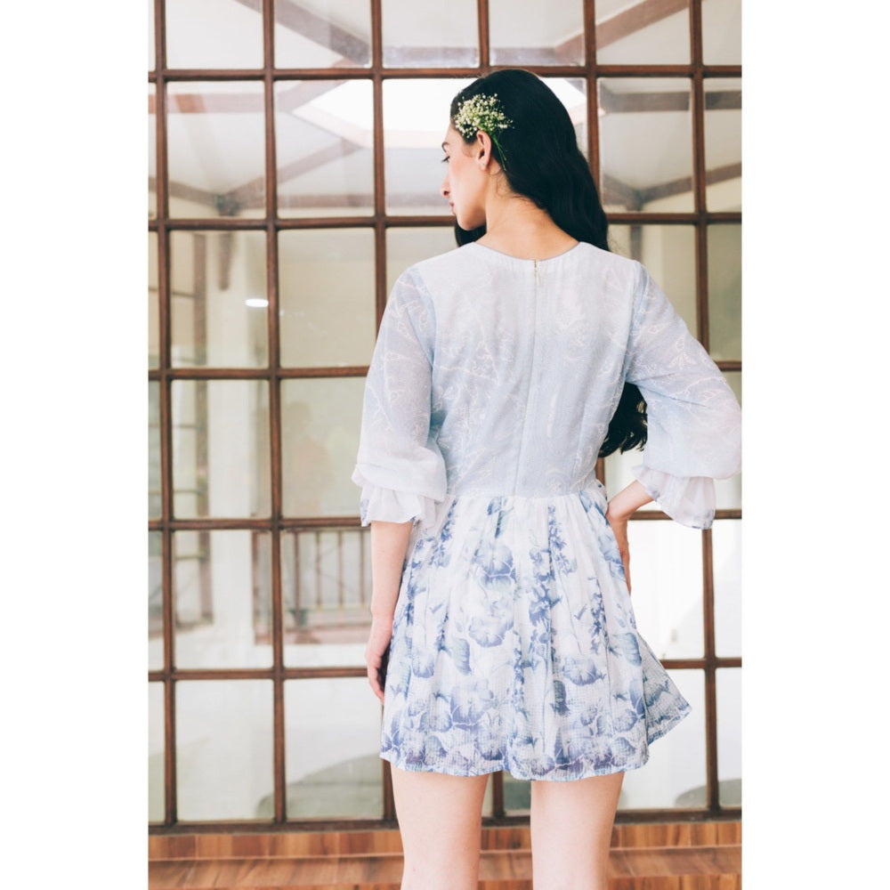 Tarini Vij Penelope Blue Floral Mini Dress