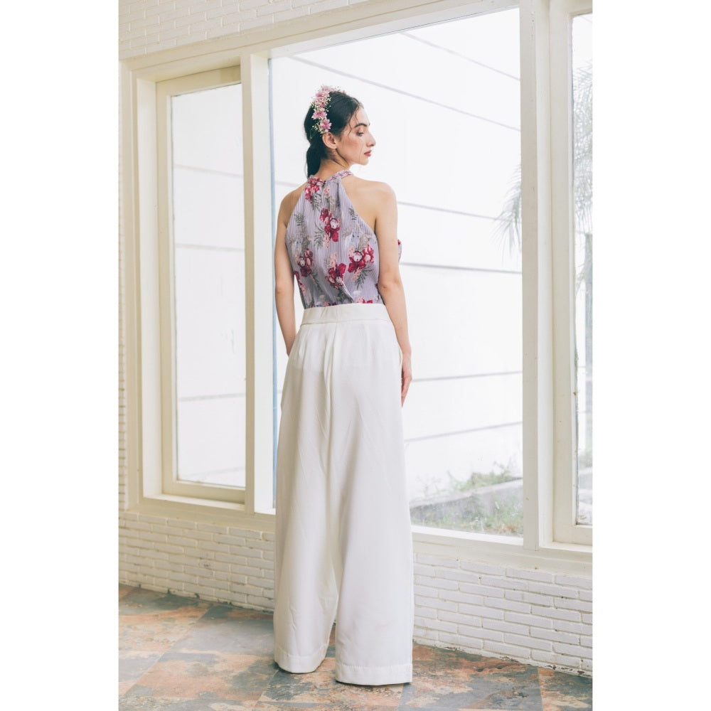 Tarini Vij Taylor Purple Halter Neck Top