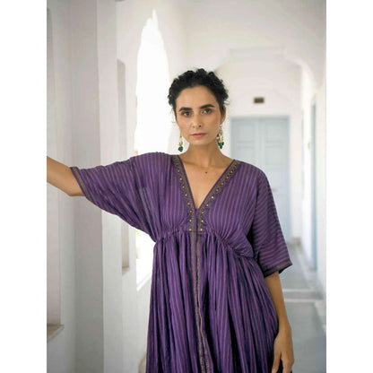 Taro india Dazzling Violet Kaftan with Pant (Set of 2)