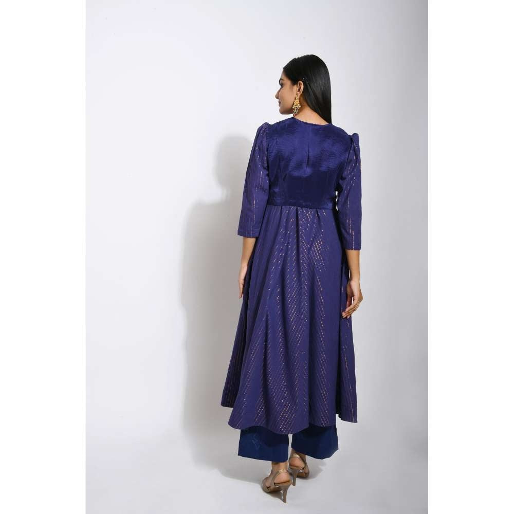 Taro india Iris Blue Kurta Pant with Dupatta and Shrug (Set of 4)
