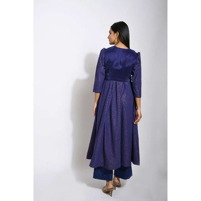 Taro india Iris Blue Kurta Pant with Dupatta and Shrug (Set of 4)