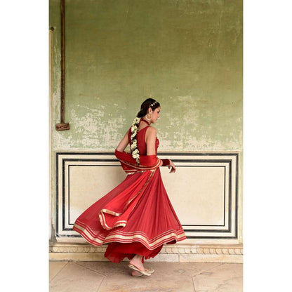 Taro India Sindhuri Kurta & Palazzo Red (Set of 4)