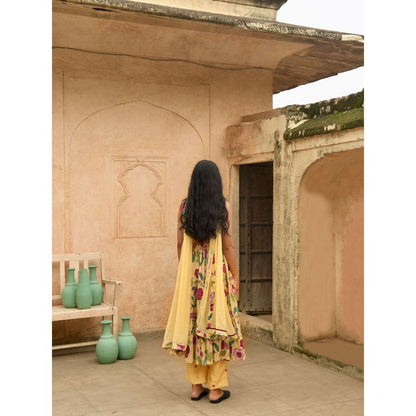 Taro India Grapefruit Kurta with Pant and Dupatta (Set of 3)