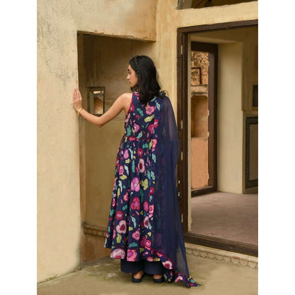 Taro India Berry Bloom Kurta with Pant and Dupatta (Set of 3)