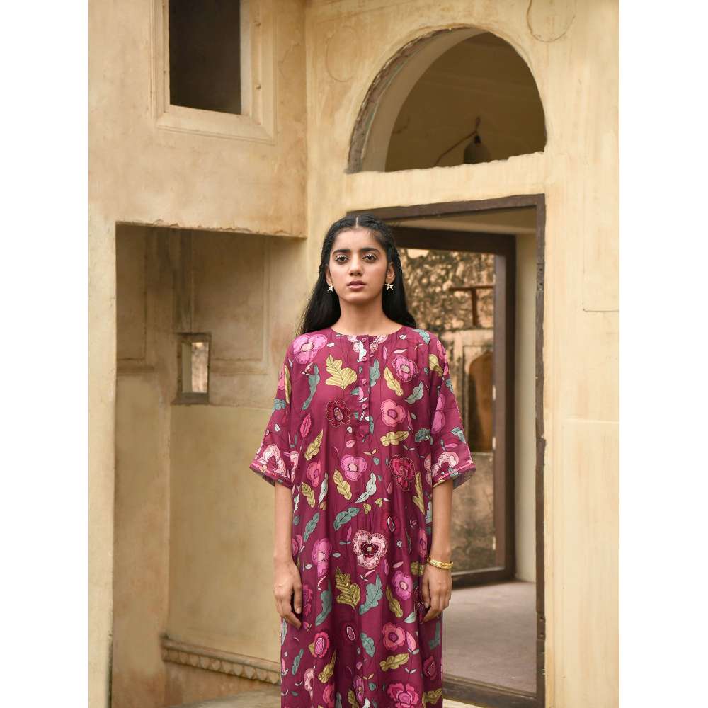 Taro India Auburn Kaftan Kurta with Pant (Set of 2)