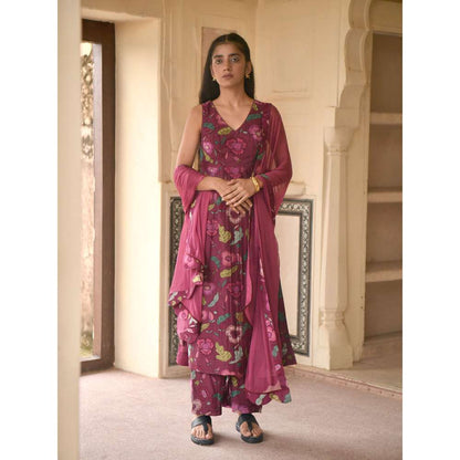 Taro India Shiraz Flower Kurta with Pant and Dupatta (Set of 3)