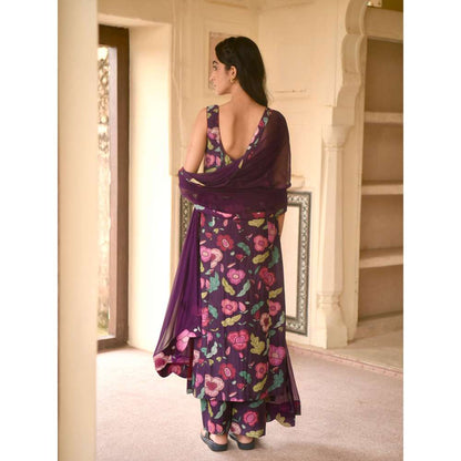Taro India Raisin Love Kurta with Pant and Dupatta (Set of 3)