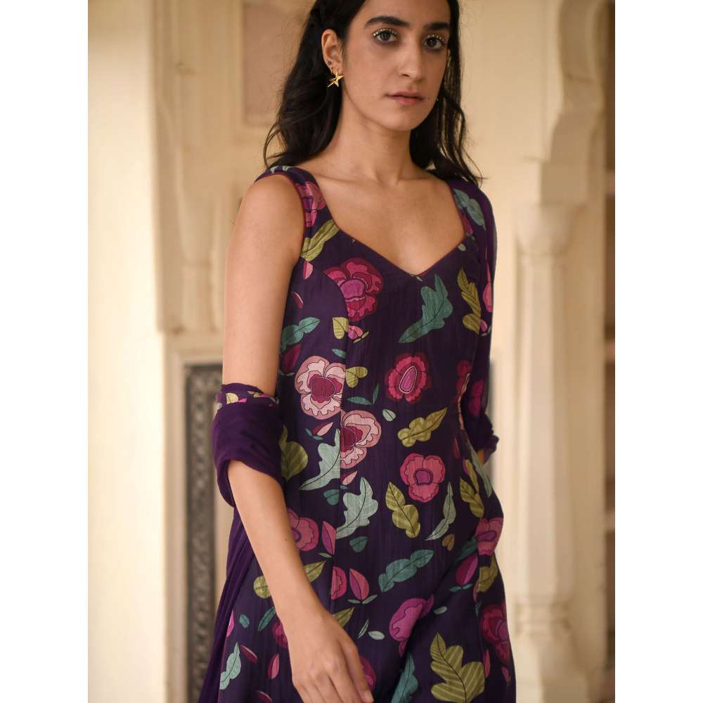 Taro India Raisin Love Kurta with Pant and Dupatta (Set of 3)