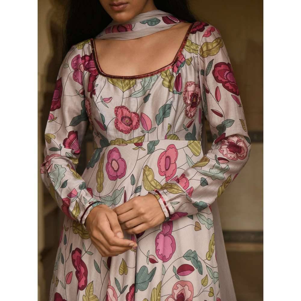 Taro India Blooming Garden Anarkali with Pant and Dupatta (Set of 3)