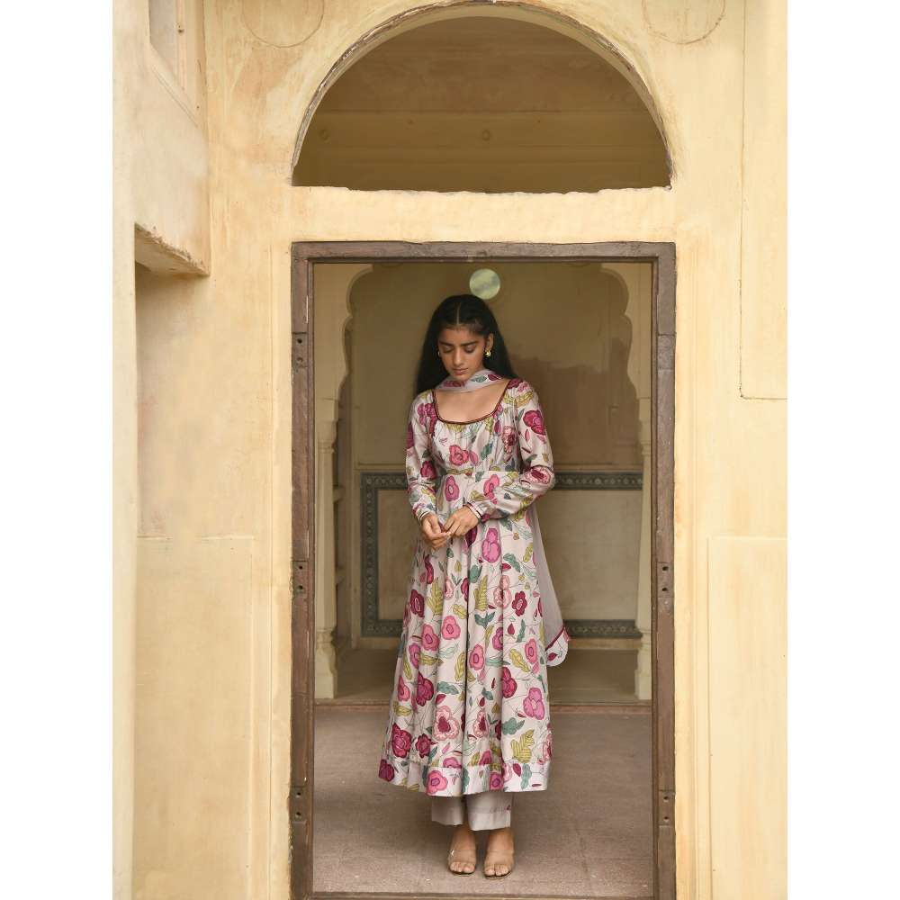 Taro India Blooming Garden Anarkali with Pant and Dupatta (Set of 3)