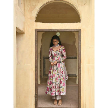 Taro India Blooming Garden Anarkali with Pant and Dupatta (Set of 3)