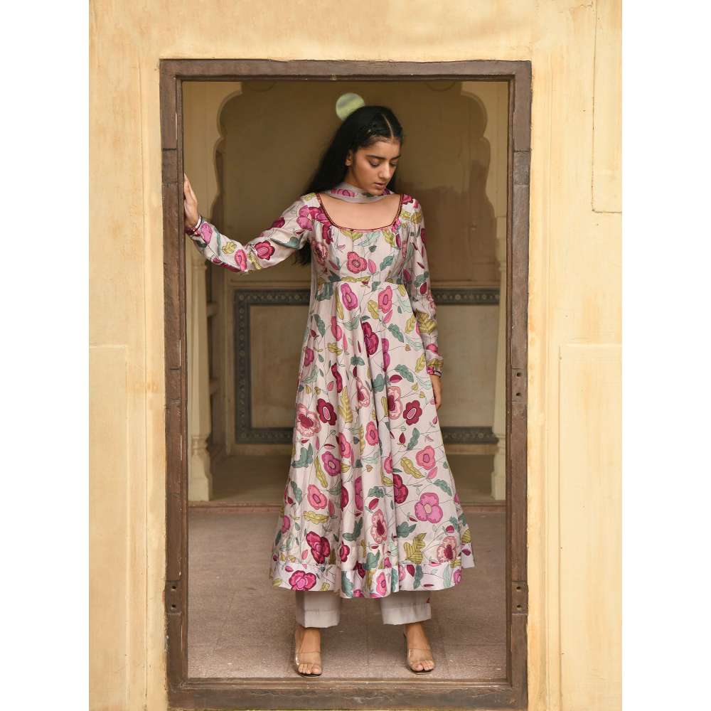 Taro India Blooming Garden Anarkali with Pant and Dupatta (Set of 3)