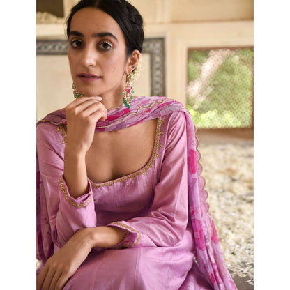 Taro India Lilac Mauve Anarkali with Pant and Dupatta (Set of 3)
