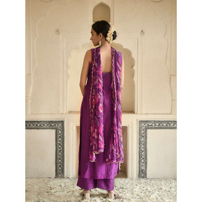 Taro India Grape Purple Kurta with Pant and Dupatta (Set of 3)