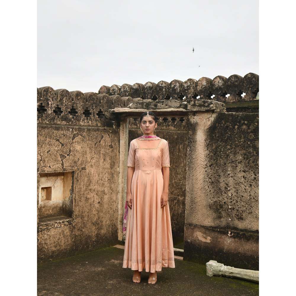 Taro India Sunset Blush Anarkali with Pant and Dupatta (Set of 3)