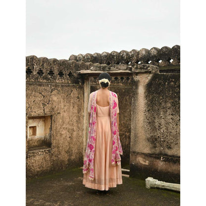 Taro India Sunset Blush Anarkali with Pant and Dupatta (Set of 3)
