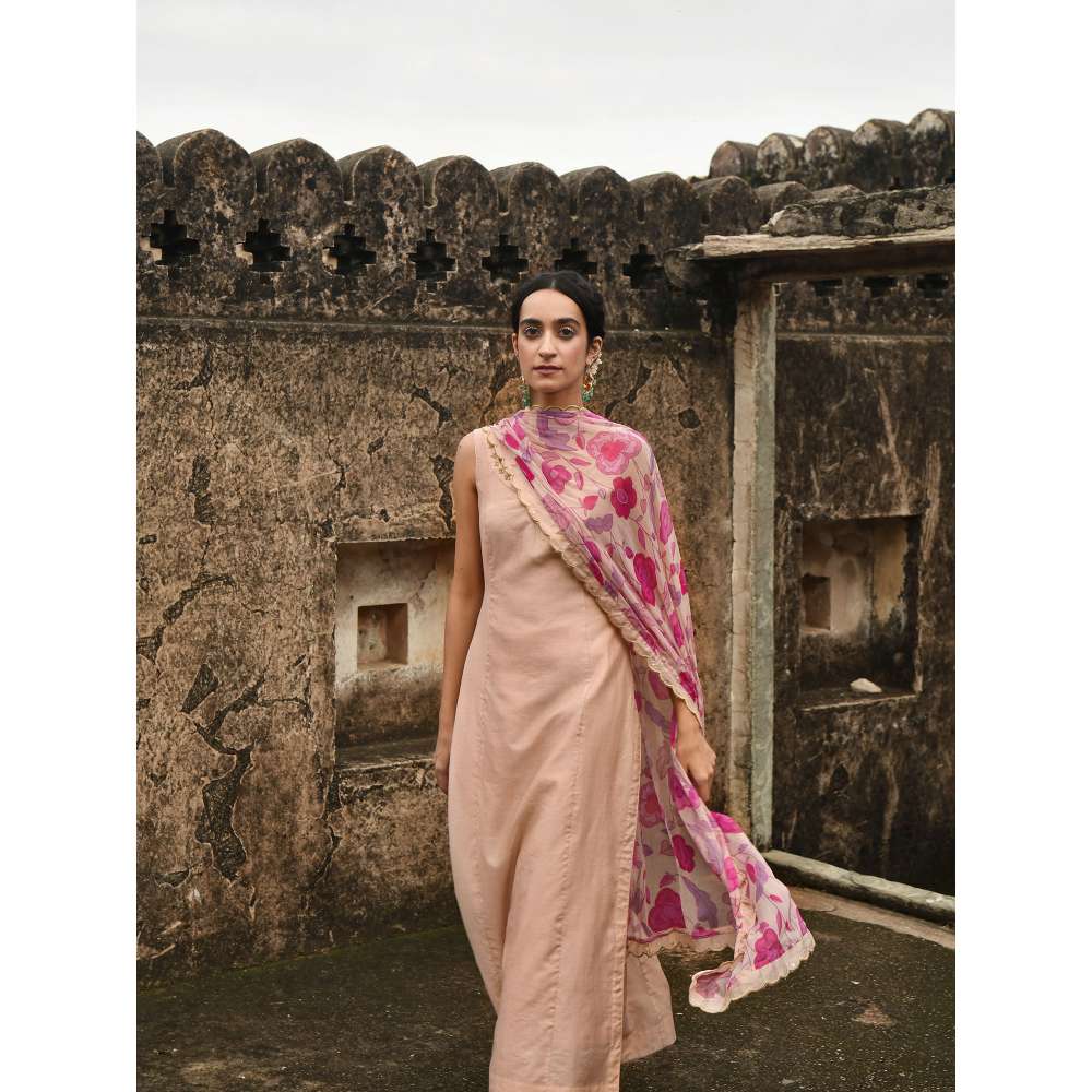 Taro India Sugar Rose Kurta with Pant and Dupatta (Set of 3)