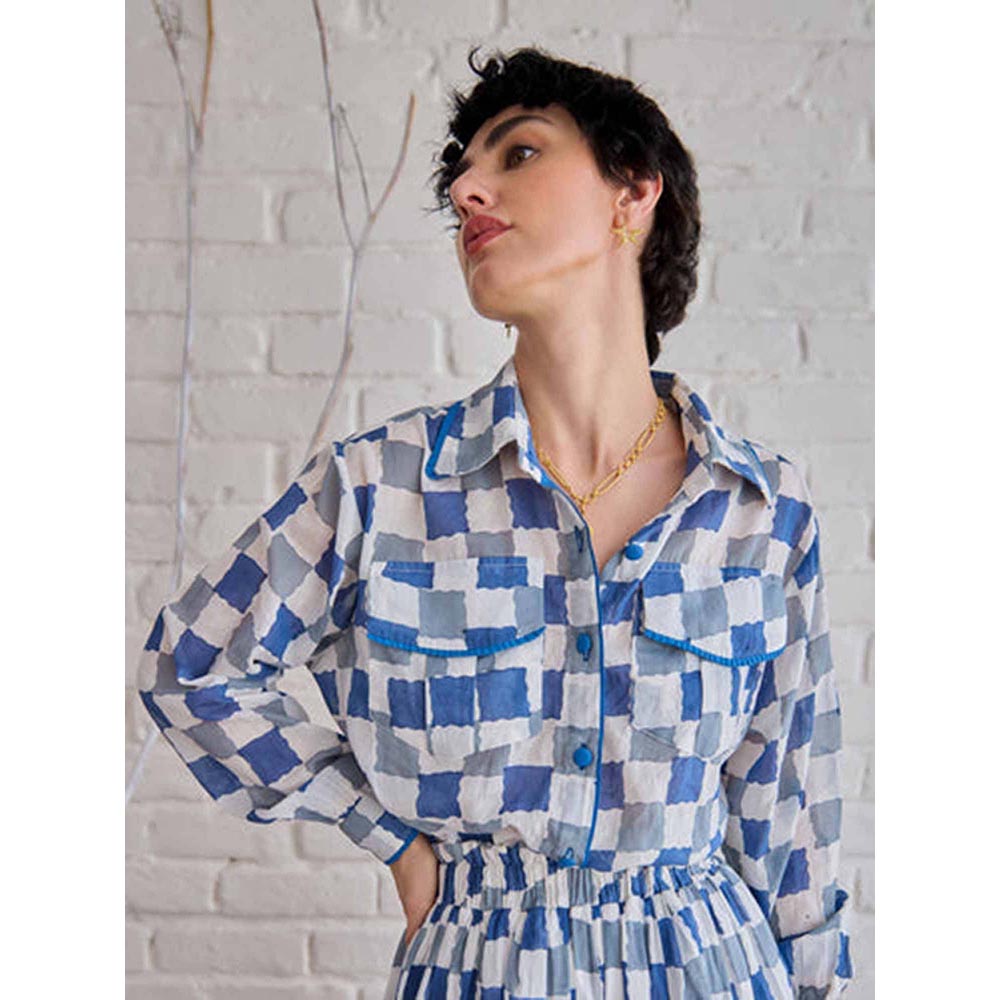 Taro India Blue Pixel Shirt
