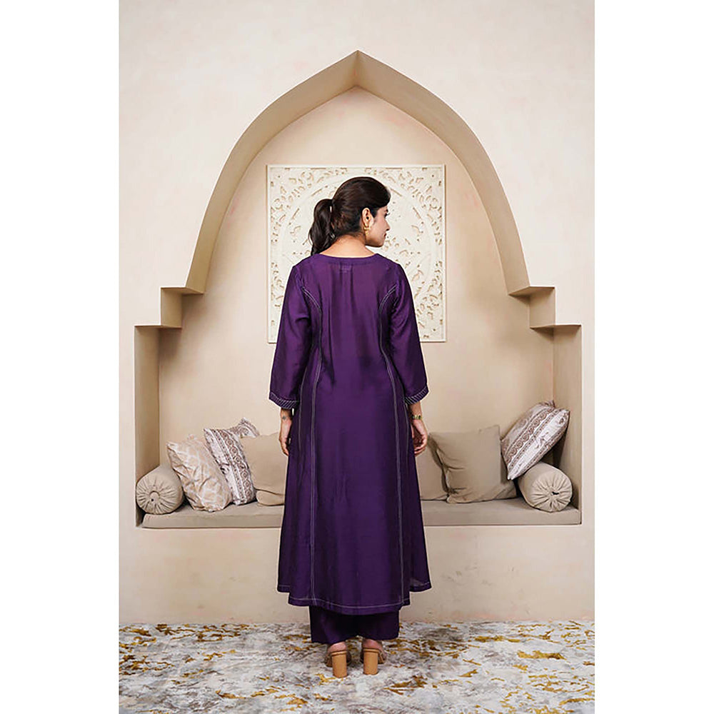 Taro India Russian Violet Kurta With Pant