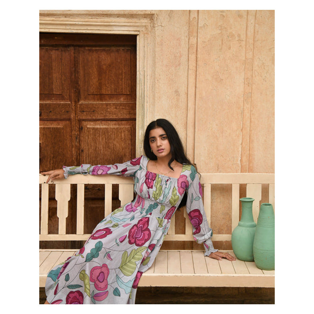Taro India Fossil Bloom Midi Dress