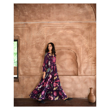 Taro India Floral Purple Dress