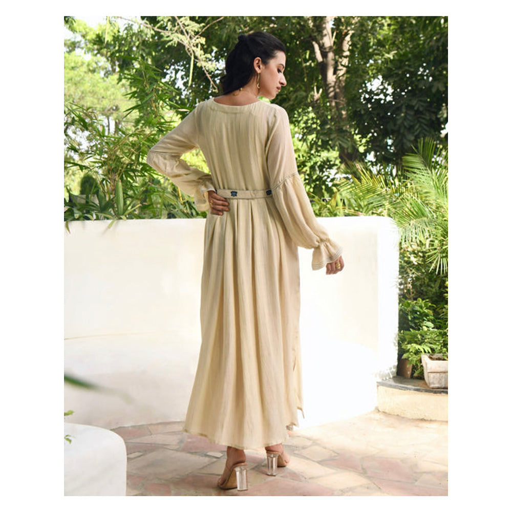 Taro India Soothing Pearl Beige Dress With Belt