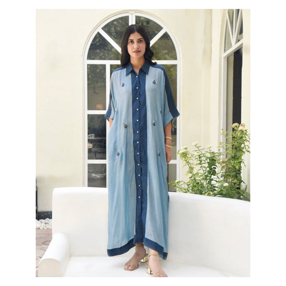 Taro India Slate And Stone Kaftan Shirt Dress