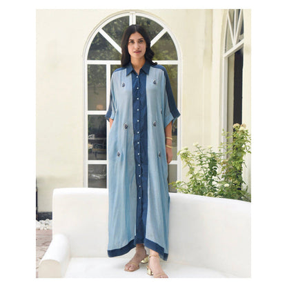 Taro India Slate And Stone Kaftan Shirt Dress