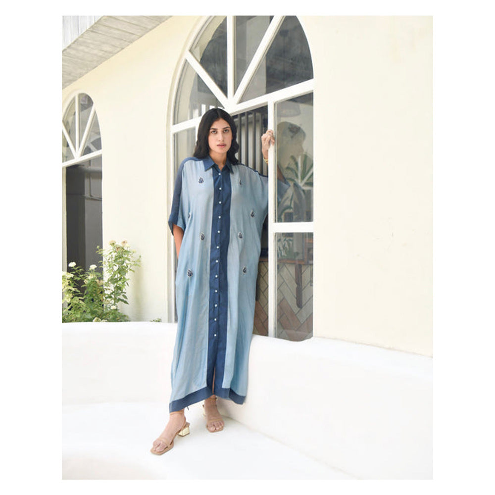 Taro India Slate And Stone Kaftan Shirt Dress