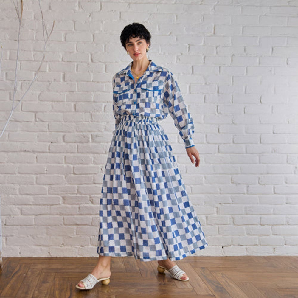 Taro India Blue Pixel Co-Ord Set