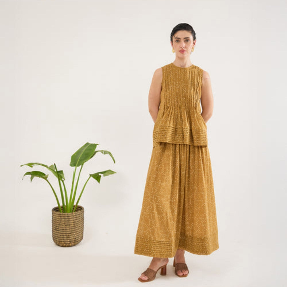 Taro India Mustard Mirage Top with Skirt