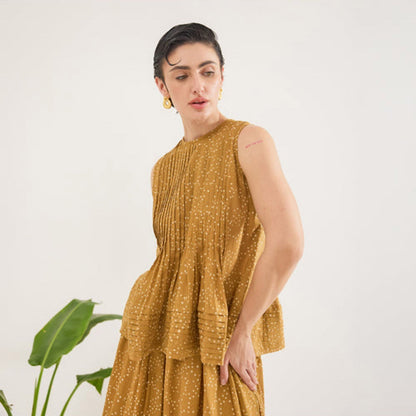 Taro India Mustard Mirage Top with Skirt