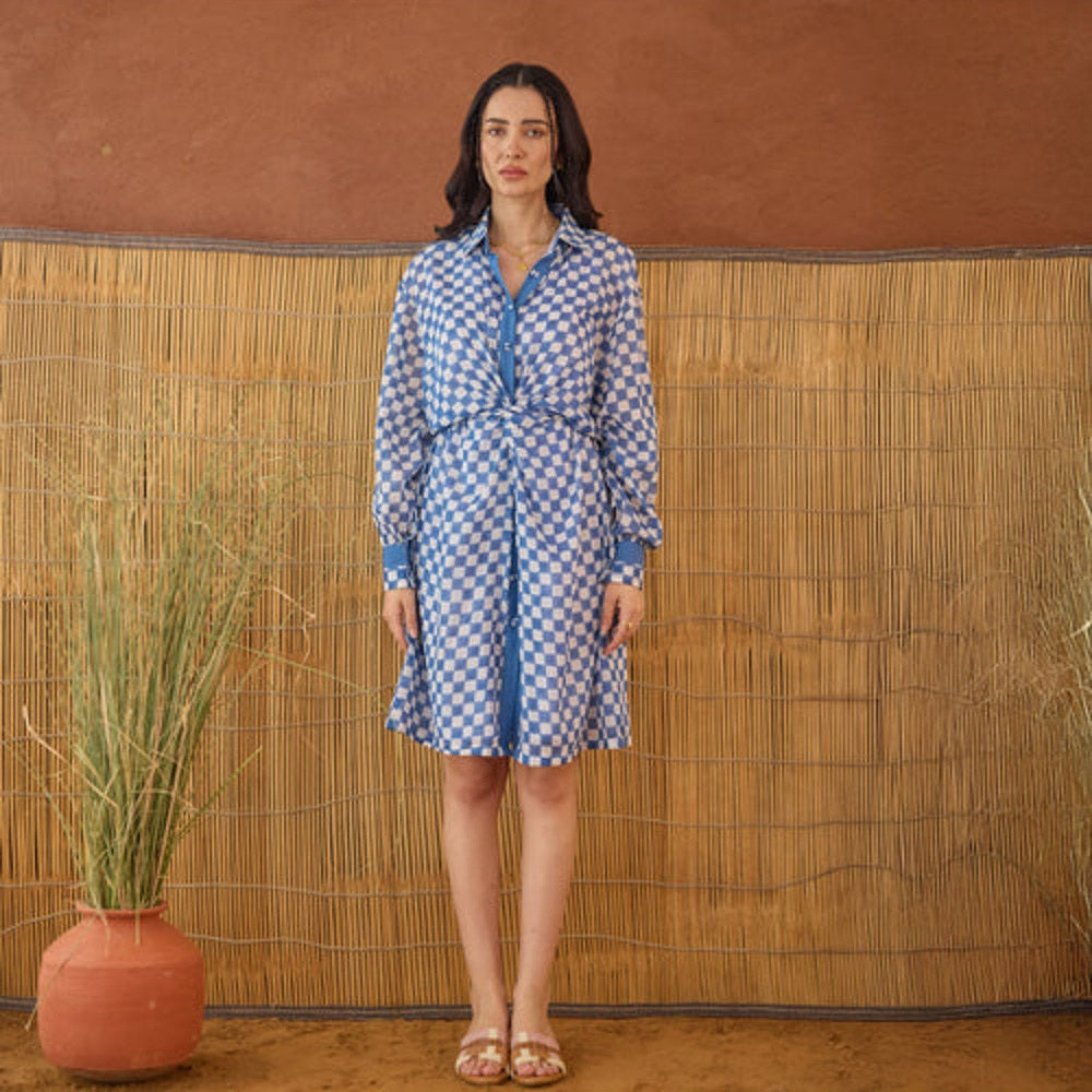 Taro India Indigo Breeze Knee Length Shirt Dress
