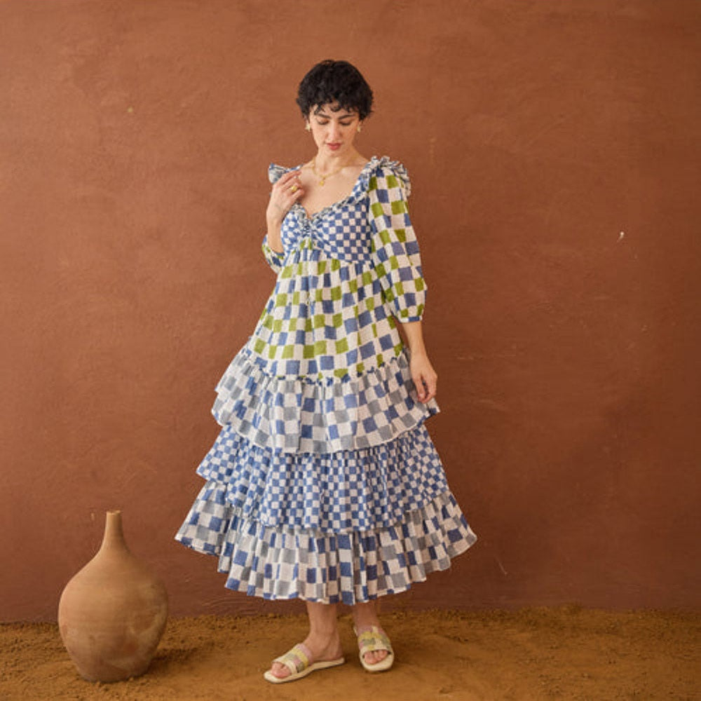 Taro India Azure Mosaic Maxi Dress