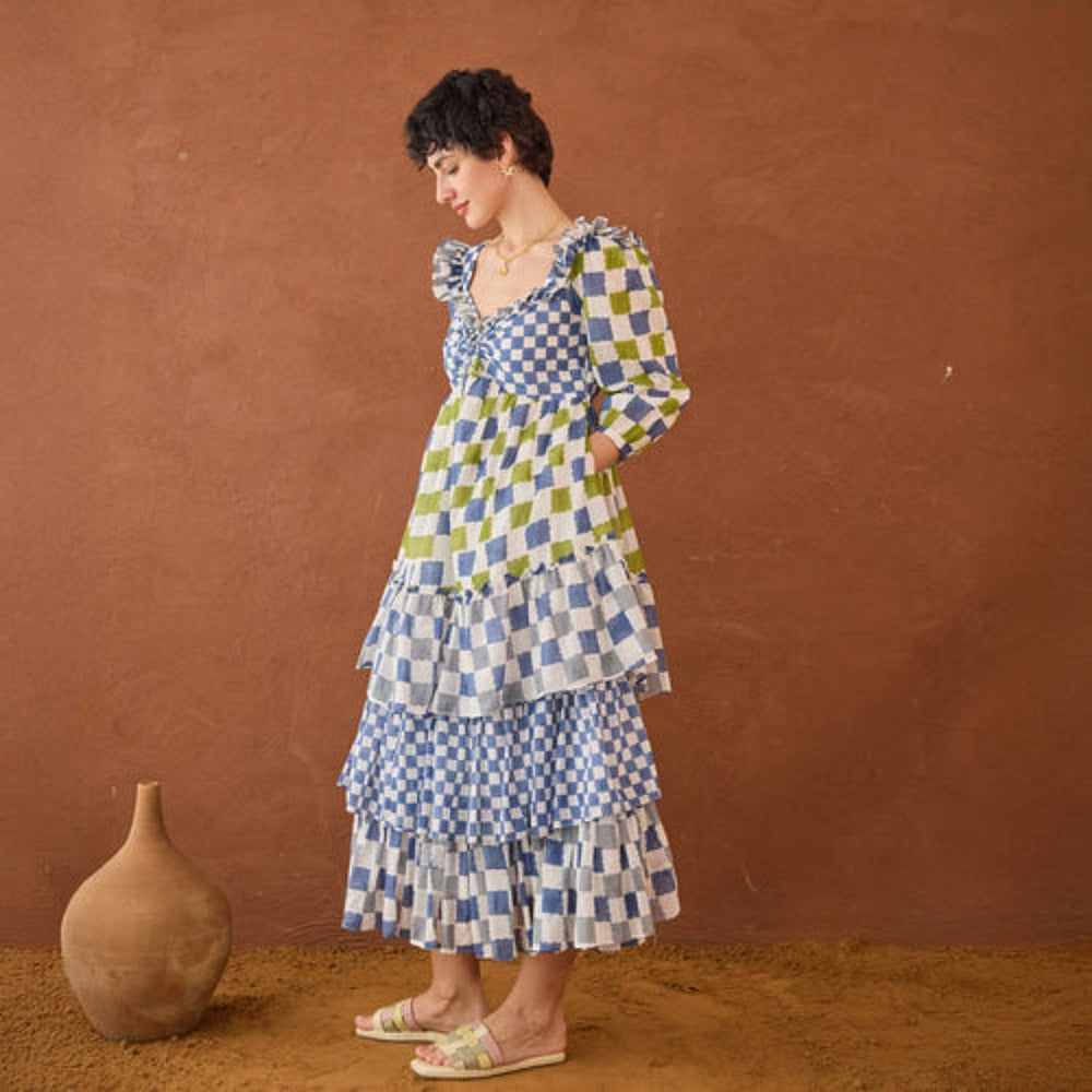 Taro India Azure Mosaic Maxi Dress