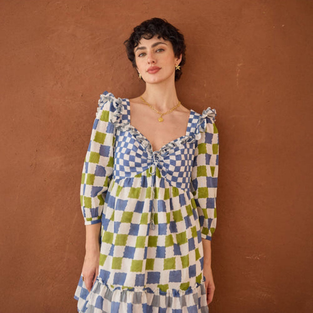 Taro India Azure Mosaic Maxi Dress