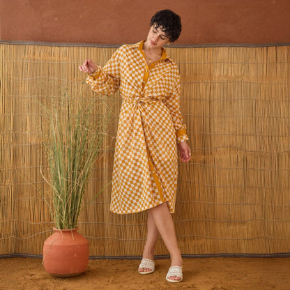 Taro India Golden Hour Gingham Midi Dress