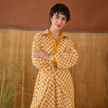 Taro India Golden Hour Gingham Midi Dress