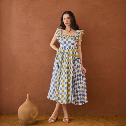 Taro India Sky Sketch Midi Dress