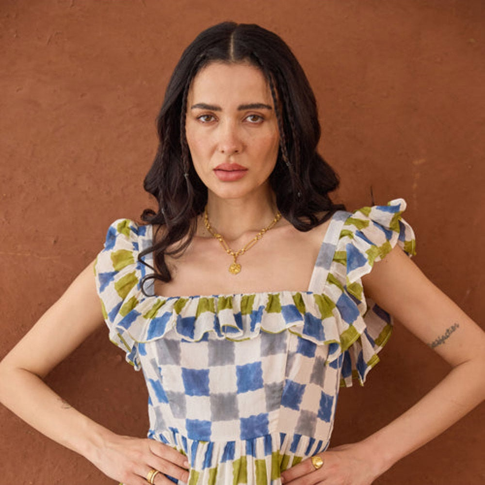 Taro India Sky Sketch Midi Dress