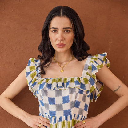 Taro India Sky Sketch Midi Dress
