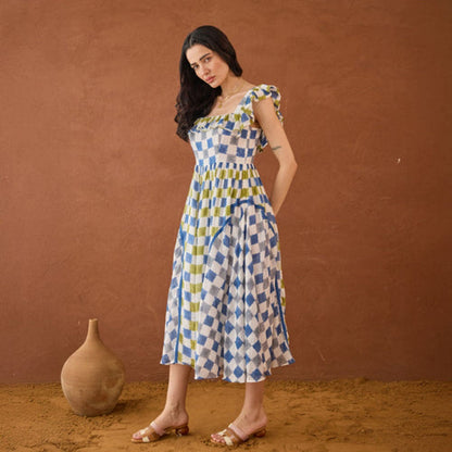 Taro India Sky Sketch Midi Dress