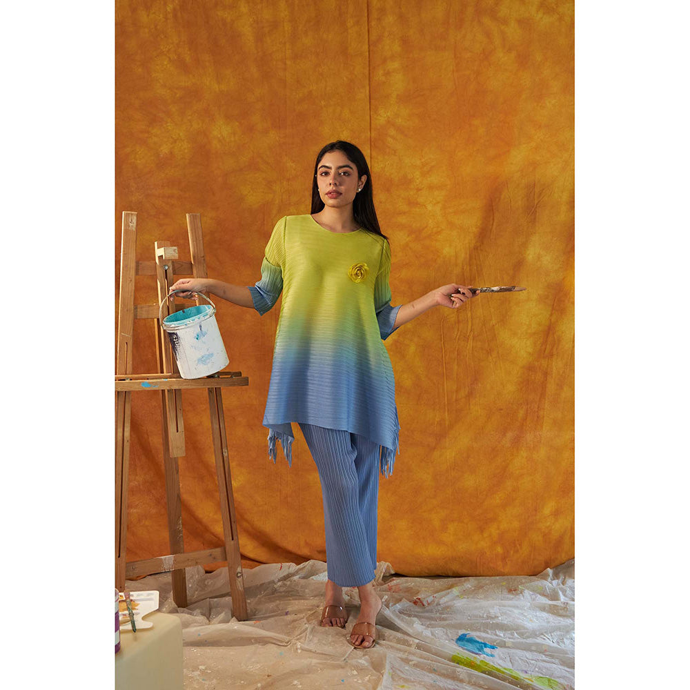 TASUVURE Blue Chic Fringe Ombre Co-Ord (Set of 2)