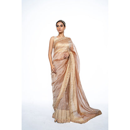 TATWAMM Beige Saree with Unstitched