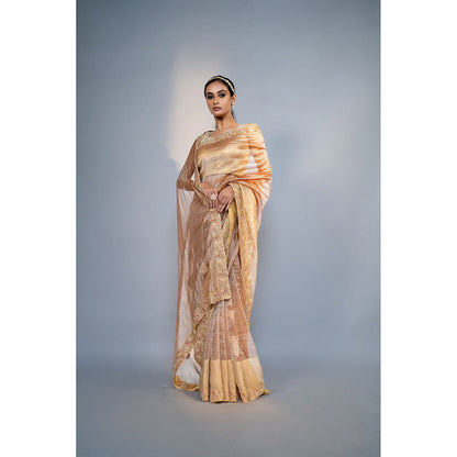 TATWAMM Beige Saree with Unstitched