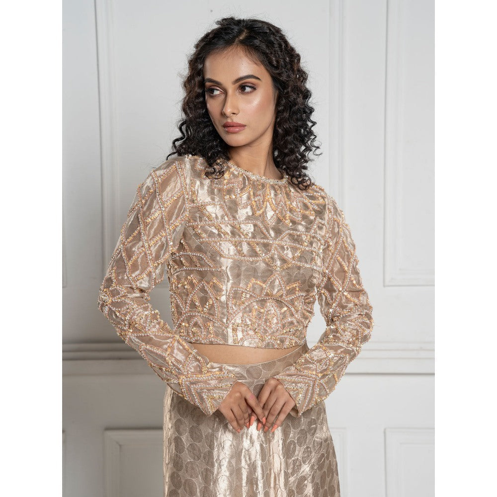 TATWAMM Beige Skirt with Top (Set of 2)